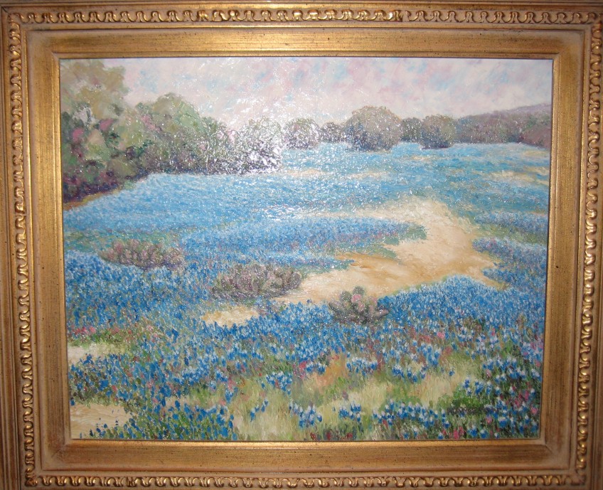 One of Dr. Hamilton's many paintings of bluebonnets.